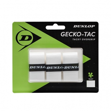 Dunlop Overgrip Gecko Tac 0.5mm - gładki, chwytliwy - biały - 3 sztuki